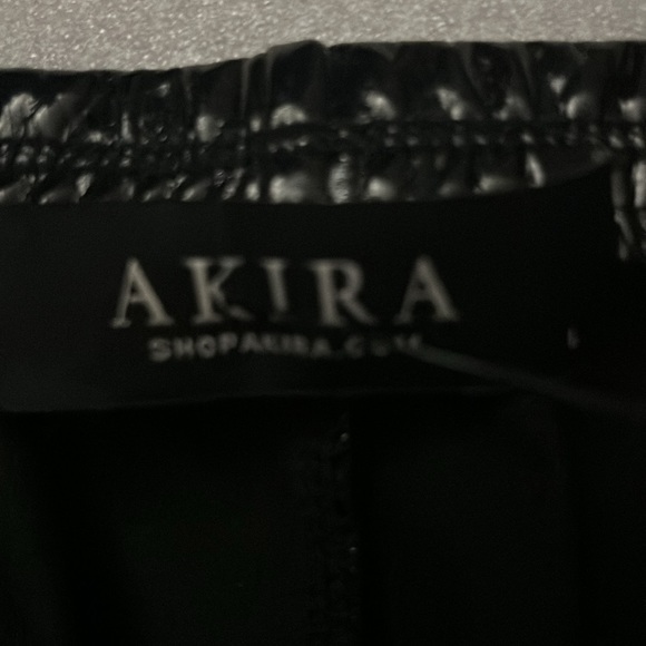 AKIRA Lace Up Black PU Faux Leather Skinny Pants L Punk Goth Rocker Bratz - Picture 7 of 12